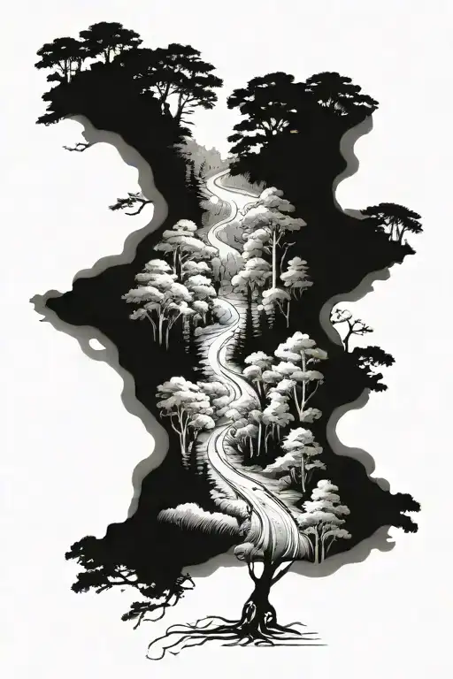 Road Through Forest Scene