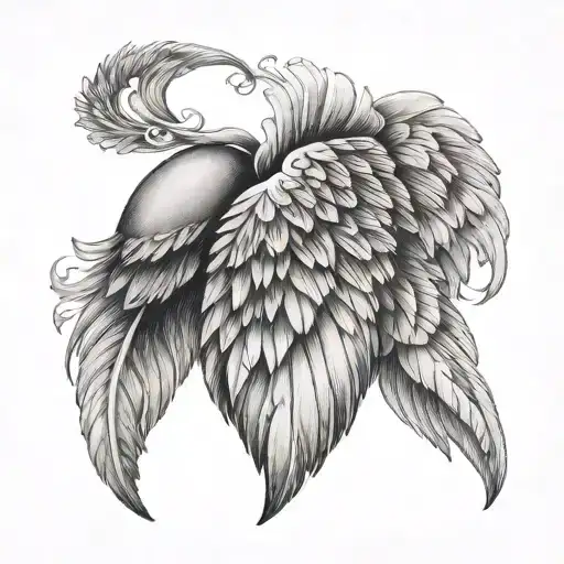 Half Angel Wing Half Realistic Heart