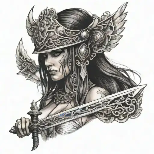 Goddess Galaida Long Hair Sword In Bra In Helmet