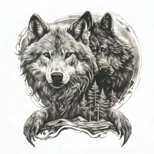 Realistic Wolf And Bear