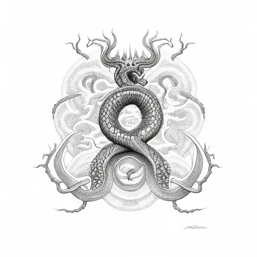 Yggdrasil With The Midgard Serpent Coiled Around It