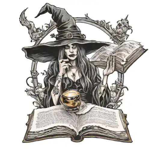 Gothic Witch Reading Book