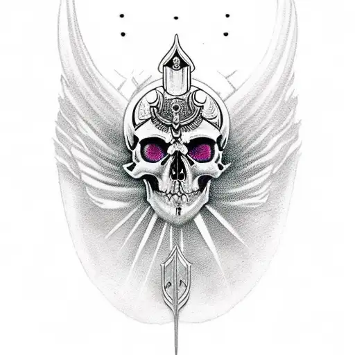 Skull With Halo With Sword Through Eye