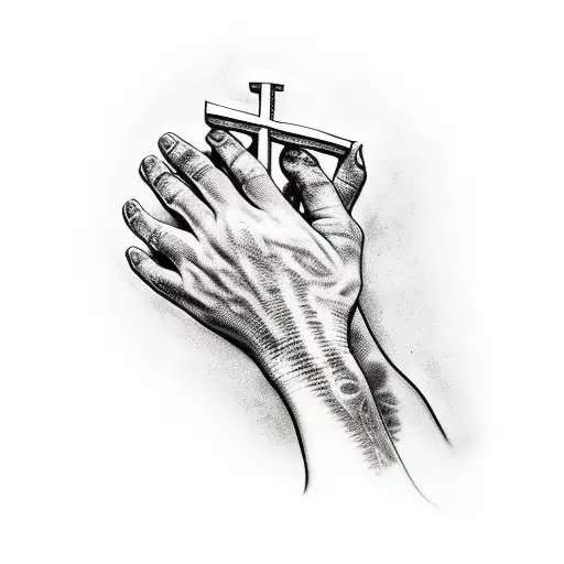 Religious Solder Praying Hands Cross