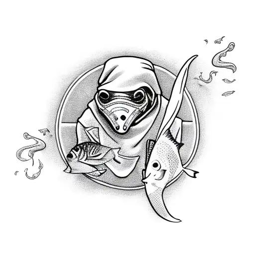 Plague Doctor Holding A Aquarium With A Fish