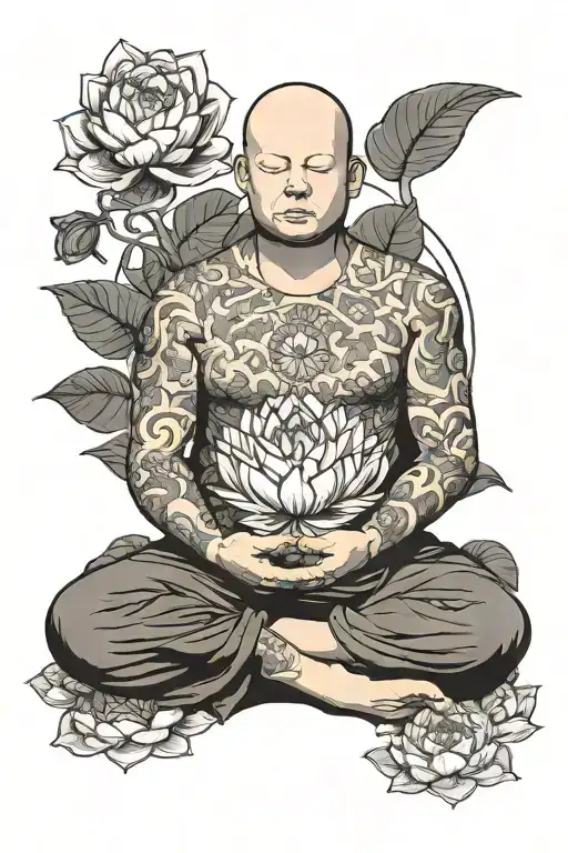 Bobby Hill Meditating In Front Of A Lotus Flower