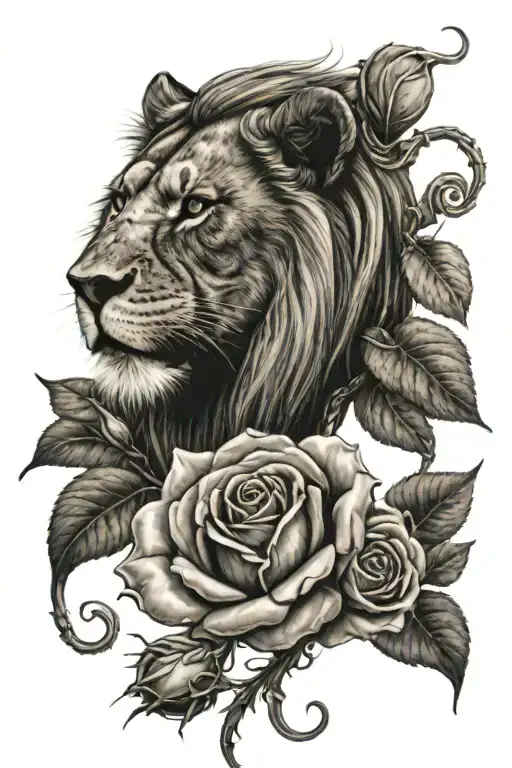 A Lion And Scorpion With A Rose
