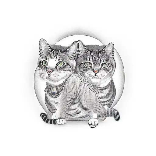 Ying And Yang Symbol Replacing The Teardrops With 2 Cats