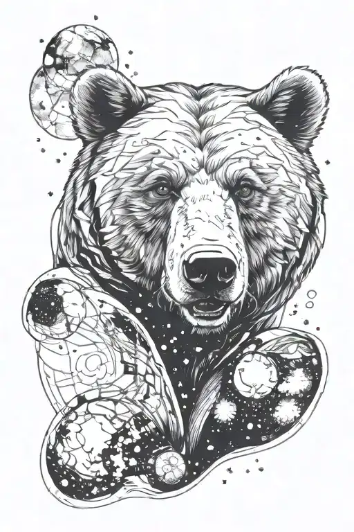 Bear Face Outline Space Themed