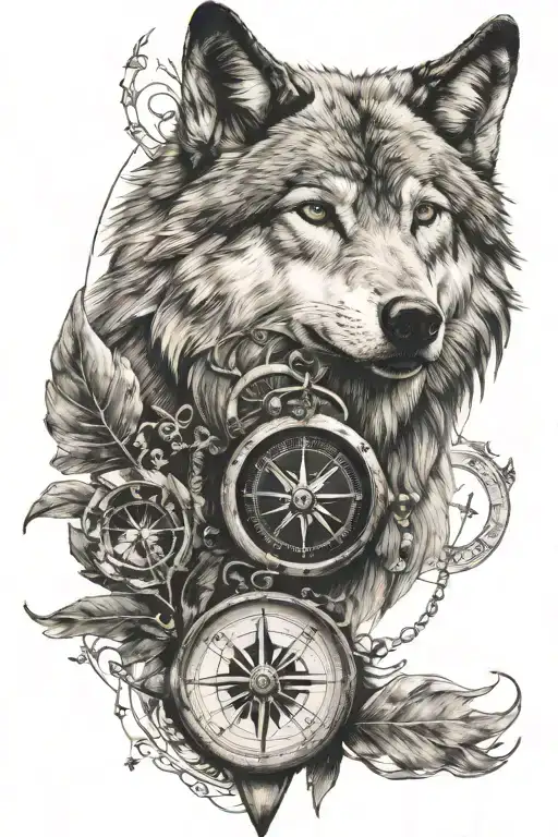 Wolf With Compass