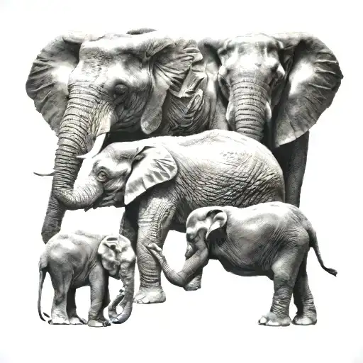 Elephant With Monkeys