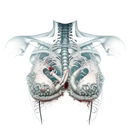 Zombie Girl Smoking A Cigarette With Smoke Coming Out Of Her Rib Cage