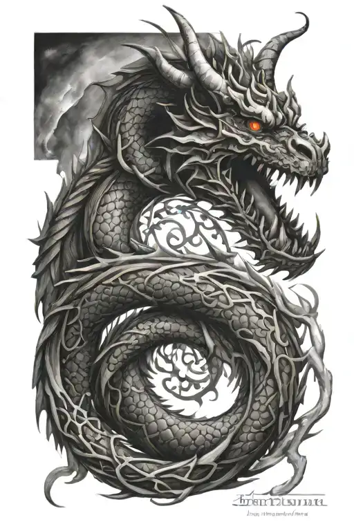 Infinity Sign Dragon Realism Design Featuring