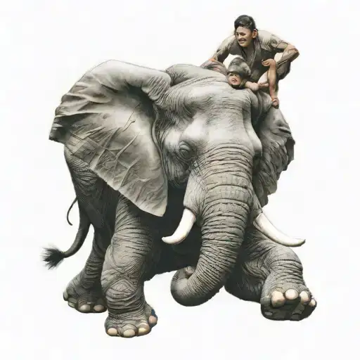 Elephant With Monkey Sitting On Its Back