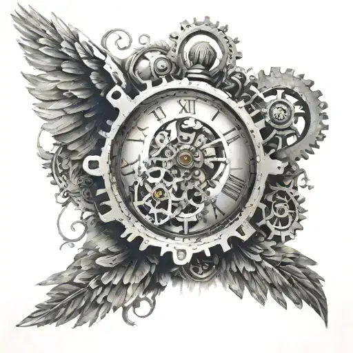 Gears Wings Clock Embedded