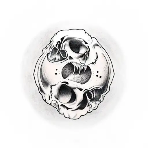 Raven Pickng At An Eyeball Faling From A Skull