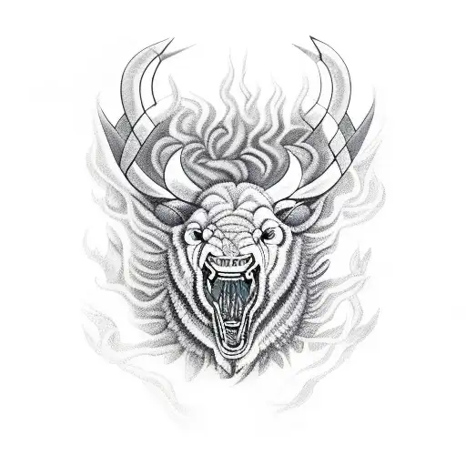 Fierce Ox With Background Designs
