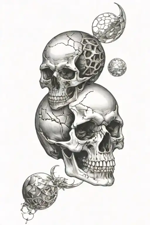Skull And Moon Shining