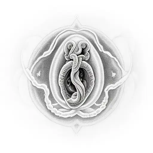 Black And White Uterus Surrounded By A Divine Halo