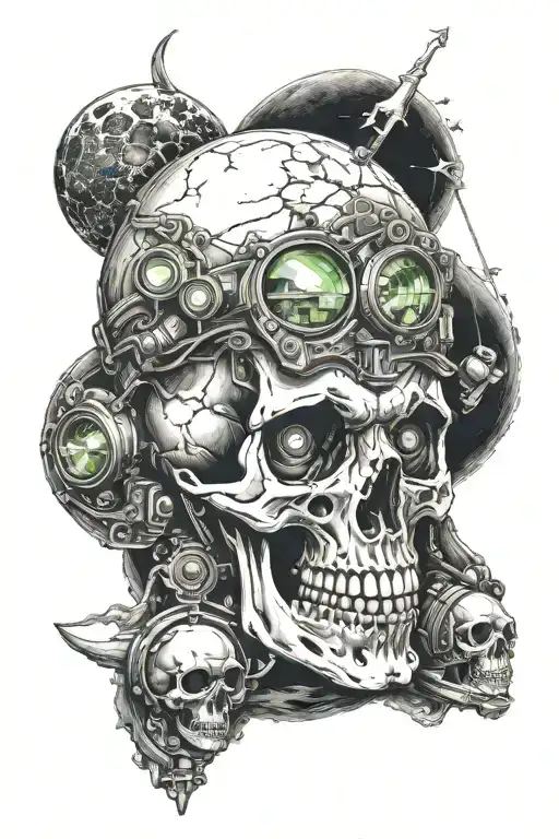 Skull With Night Vision Next To Moon