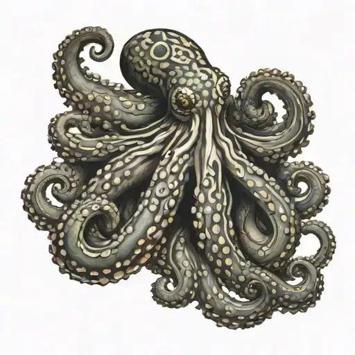 An Octopus With Camouflage Patterns Blending Into A Military Background