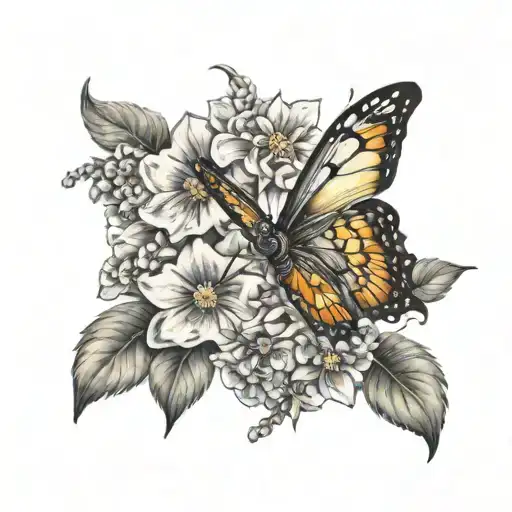 Dog Paw With Butterfly And Flowers Growing