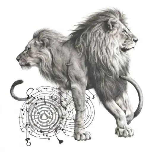 A Lion With A Mane Made Of Musical Notes