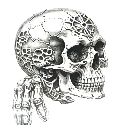 Skull In Hand And One Eye