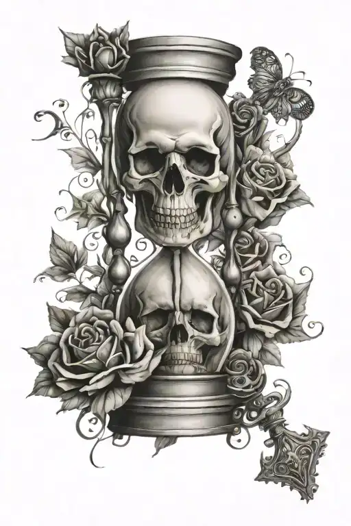 Emo Inspired Hourglass With Skull