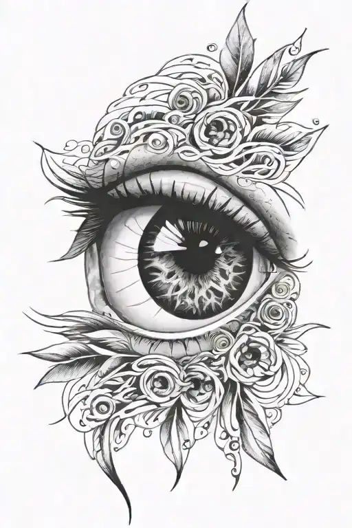 Many Eyes Looking Black Grey Tattoo Arm