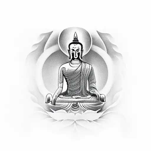 A Buddhist Monk Meditating In A Field Of Roses