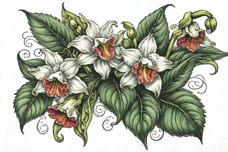 Rose Narcissus Lily Of The Valley Intertwined With Eachother