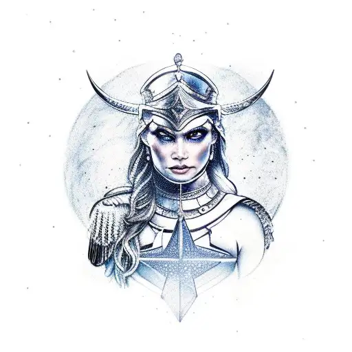 Valkyrie With Moon And Stars
