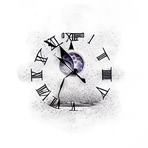 Raven With A Clock And Moon