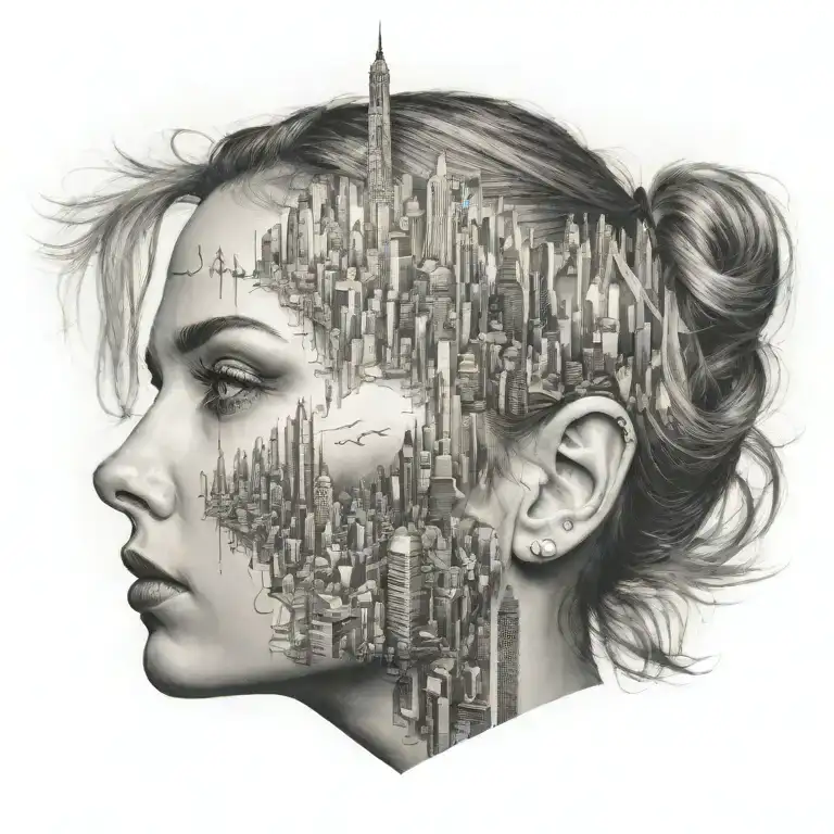A Womans Face Morphing Into A City Skyline
