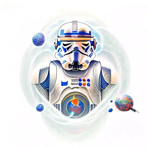 A Realistic Portrait Of A Star Wars Character Surrounded By Swirling Galaxies