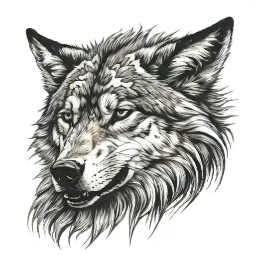 Furry Wolf With Scars