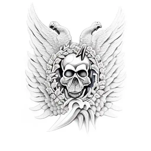 Veloci Raptor Skull In Laurel Wreath
