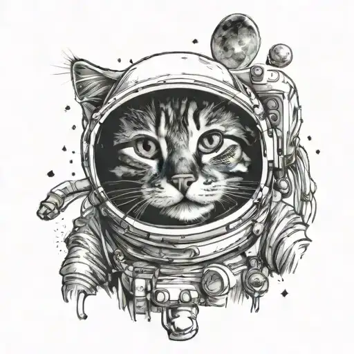 Astronaut Cat Head In Space