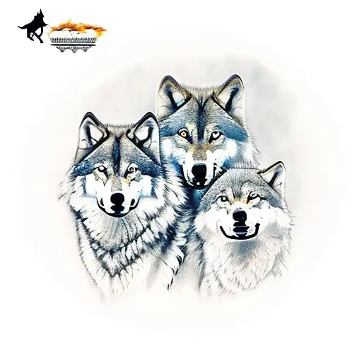 Wolf Family With Three Wolves Forrest Background