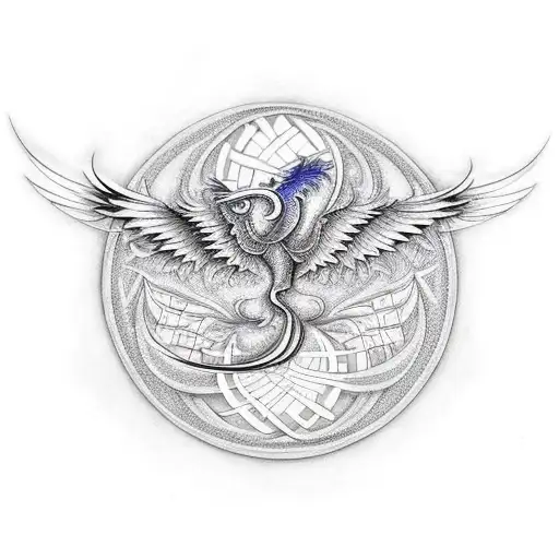 A Phoenix Rising From A Dna Strand In The Shape Of The Yin And Yang Symbol