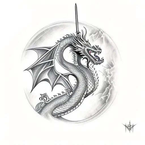 Dragon Protecting A Sword