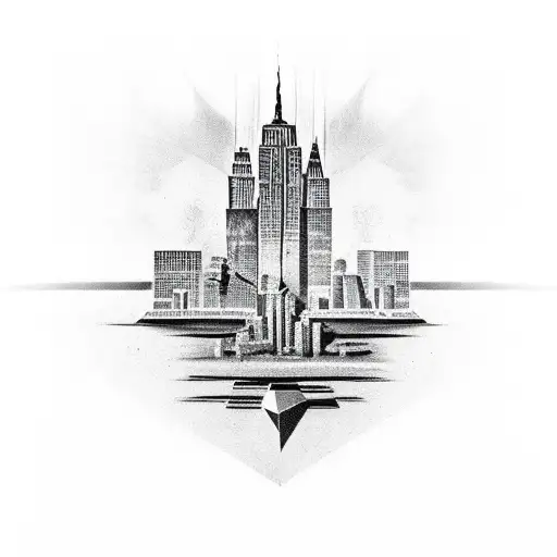 The Word Debuccio In Script With A Background Of New York City