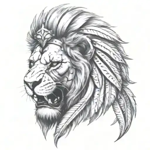 Half Lion Other Half Skull With Spartan Helmet On