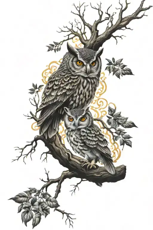 Owl Tree Of Life Fire Light