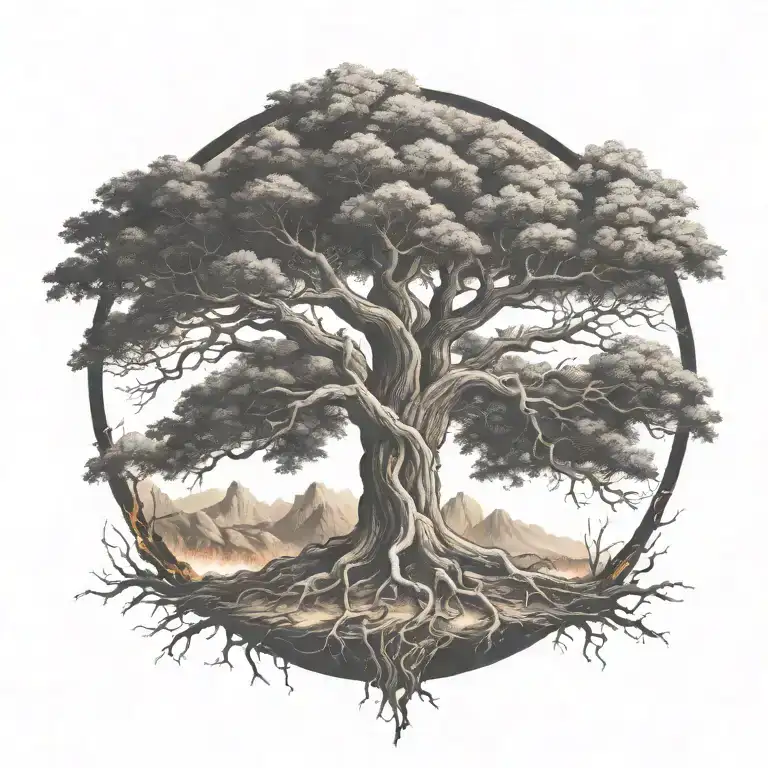 Tree Of Life On Fire Burning