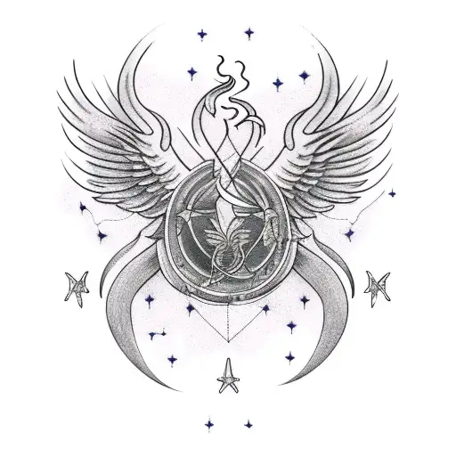 Phoenix With Scorpio Constellation