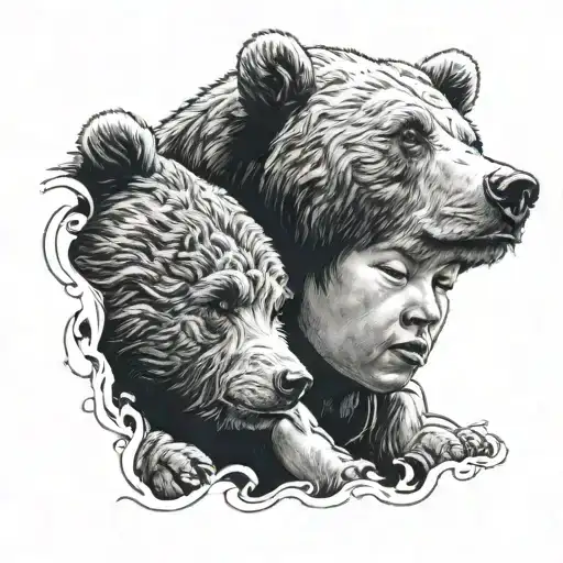 Boy Kissing Bear On The Nose