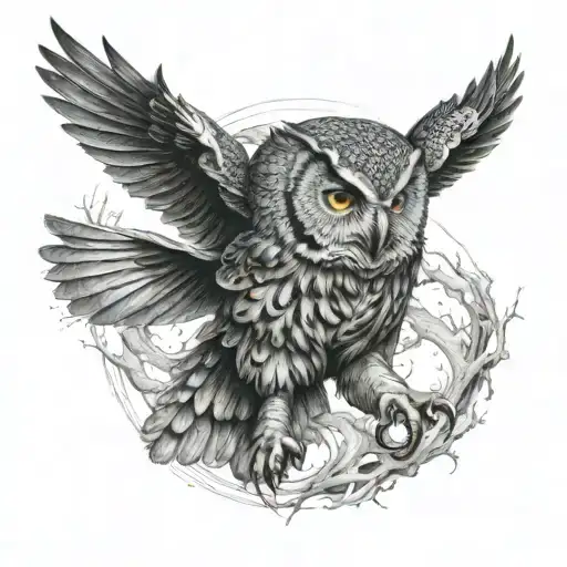 Ouroborus Owl Flying Black Color