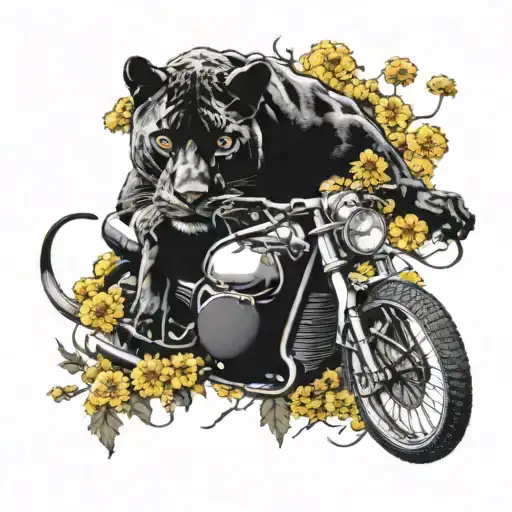 Surrounded By Dandelions There Is A Black Panther Animal Playing A Guitar With A Football Helmet